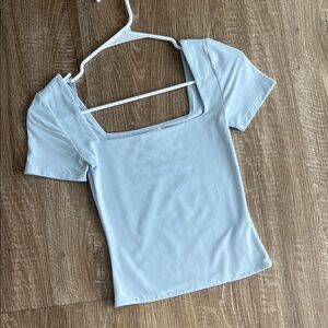 Aritizia Contour Square Neck Short Sleeve Top - Light Blue